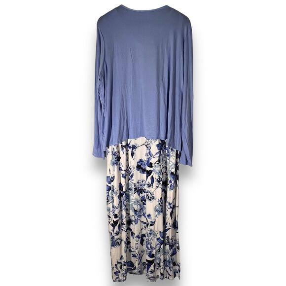 Kim Gravel Blue Floral Maxi Dress Set 1X Tall - Picture 4 of 11